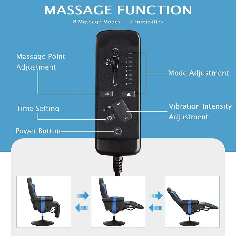 The Twillery Co.® Herrington Gaming Chair with Recline, Massage, and